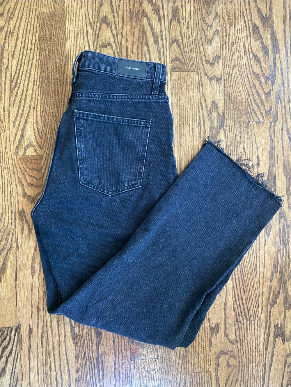 Zara high rise, straight leg washed black jeans, size 6. Like new condition
